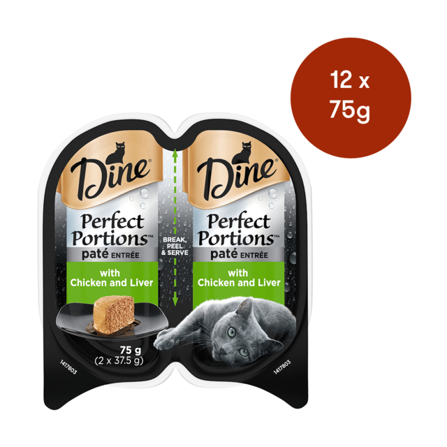 Dine Perfect Portions Pate Entree With Chicken & Liver Wet Cat Food - 75g X 12