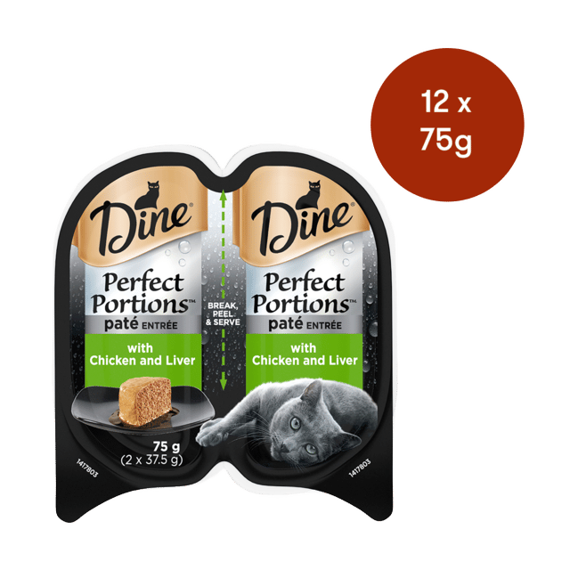 Dine Perfect Portions Pate Entree With Chicken & Liver Wet Cat Food - 75g X 12