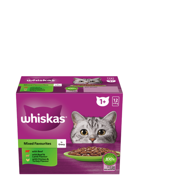 Whiskas Mixed Favourites In Gravy Adult Wet Cat Food Variety Pack - 85g X 36 (3 X 12 Pack)