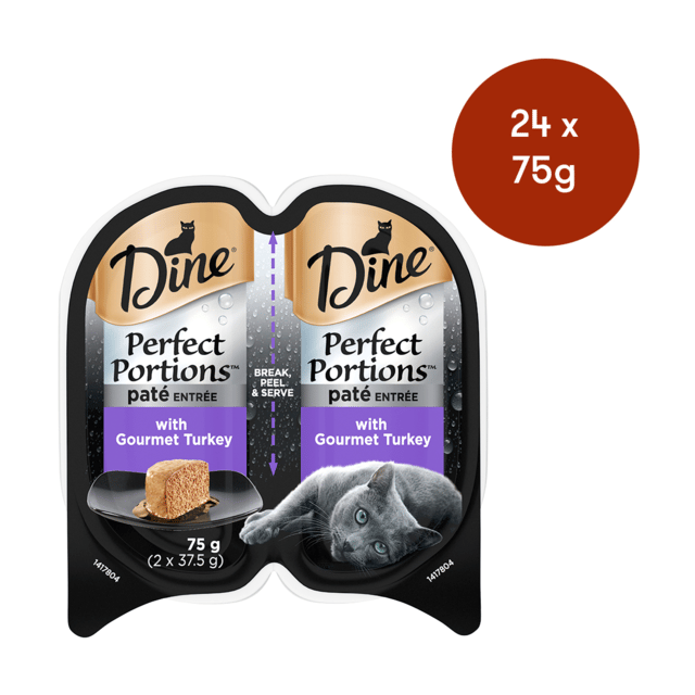 Dine Perfect Portions Pate Entree Turkey Wet Cat Food - 75g X 24