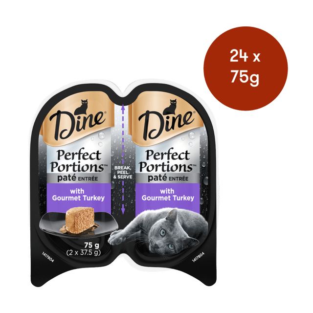Dine Perfect Portions Pate Entree Turkey Wet Cat Food - 75g X 24