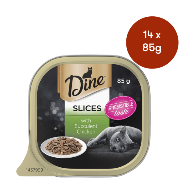 Dine Slices In Gravy With Succulent Chicken Wet Cat Food - 85g X 14
