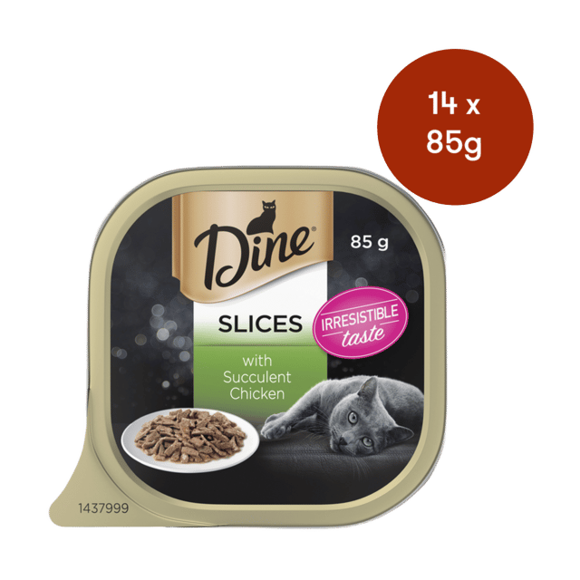 Dine Slices In Gravy With Succulent Chicken Wet Cat Food - 85g X 14