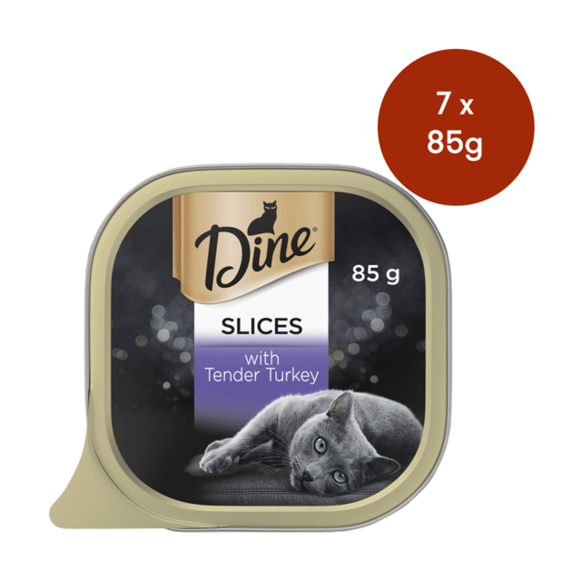 Dine Slices In Gravy With Tender Turkey Wet Cat Food - 85g X 7