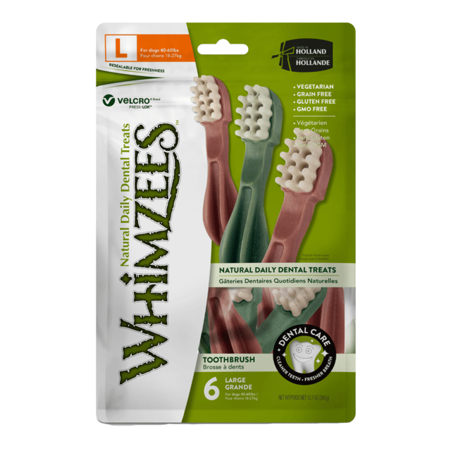 Whimzees Toothbrush Dental Dog Treats - Large - 6 Pack