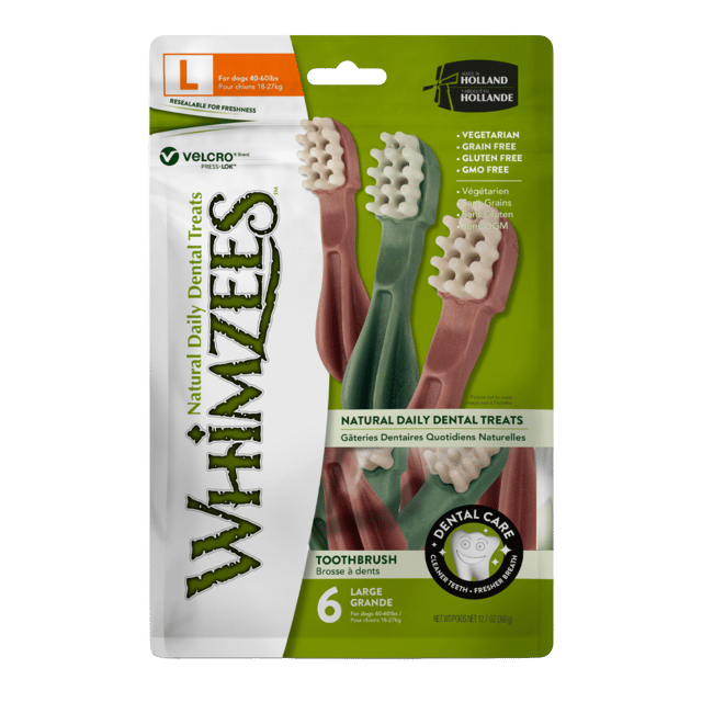 Whimzees Toothbrush Dental Dog Treats - Large - 6 Pack