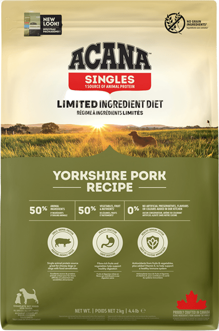 Acana Singles Yorkshire Pork Recipe Dry Dog Food - 4kg (2 X 2kg Bags)