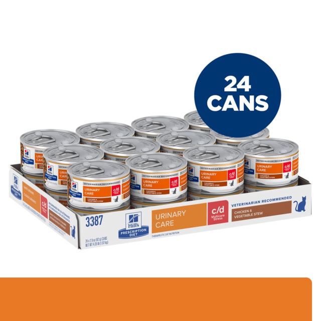 Hill's Prescription Diet C/D Multicare Stress Urinary Care Chicken & Vegetable Stew Wet Cat Food - 82g X 24