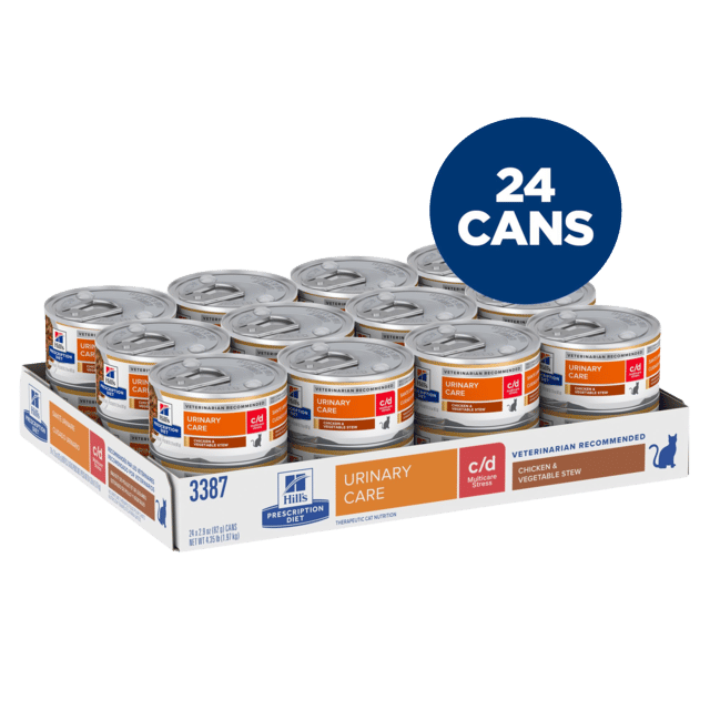 Hill's Prescription Diet C/D Multicare Stress Urinary Care Chicken & Vegetable Stew Wet Cat Food - 82g X 24