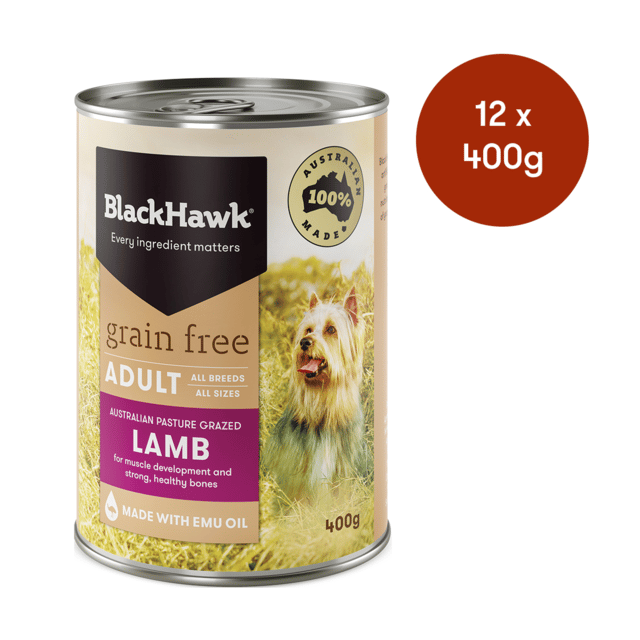 Black Hawk Grain Free Adult Lamb Canned Wet Dog Food - 400g X 12