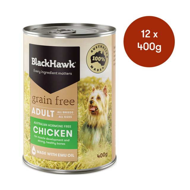 Black Hawk Grain Free Adult Chicken Canned Wet Dog Food - 400g X 12