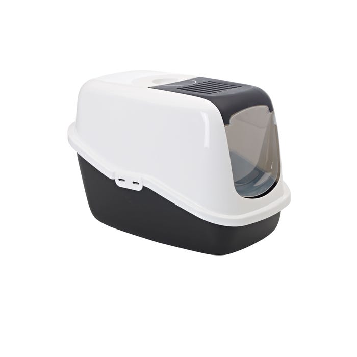 Savic Nestor Black & White Hooded Litter Tray