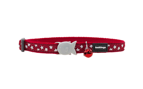 Red Dingo Cat Collar Stars White On Red