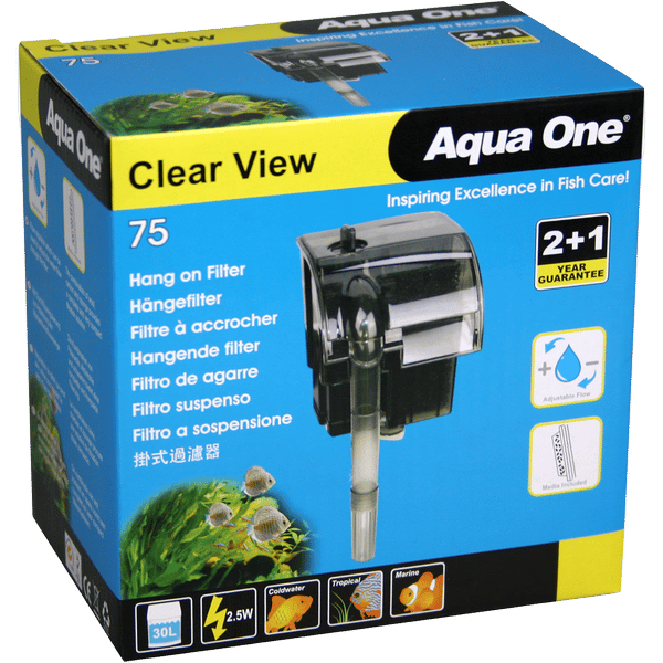 Aqua One H75 Clearview Hang On Filter - 220l/Hr