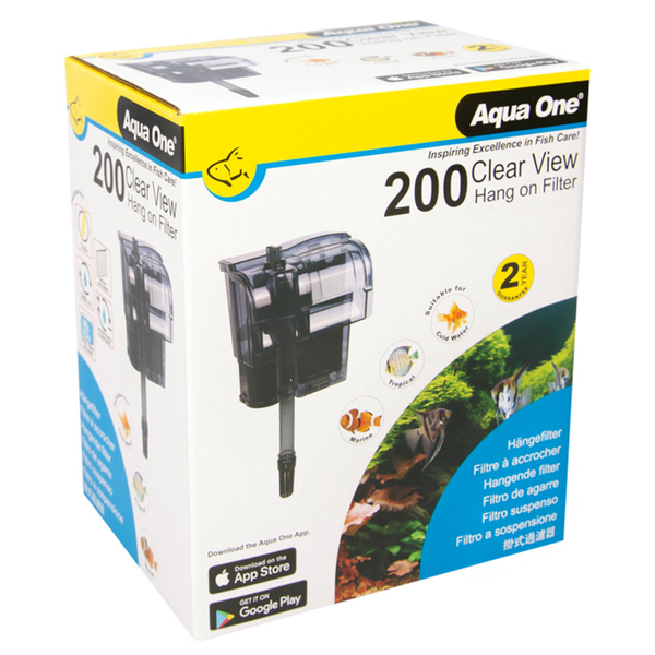 Aqua One H200 Clearview Hang On Filter- 340l/Hr