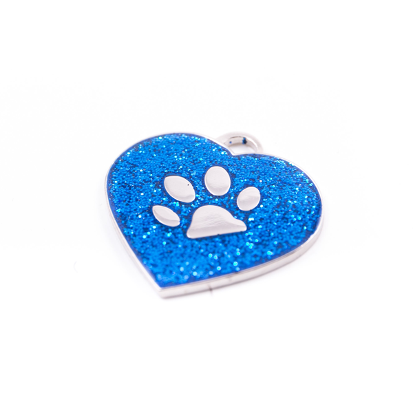 PET.kiwi Id Tag - Blue Glitter Heart