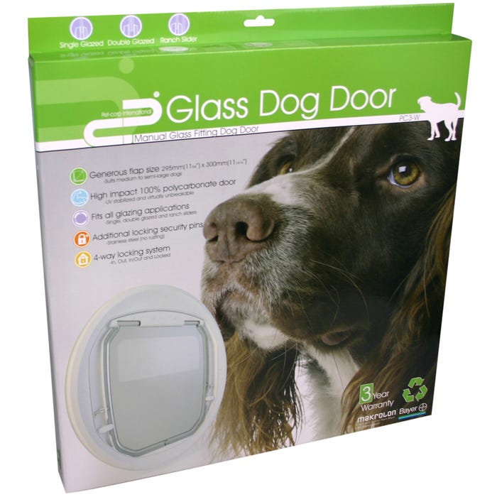 Petcorp Medium White Glass Dog Door