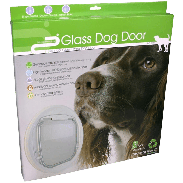 Petcorp Medium White Glass Dog Door