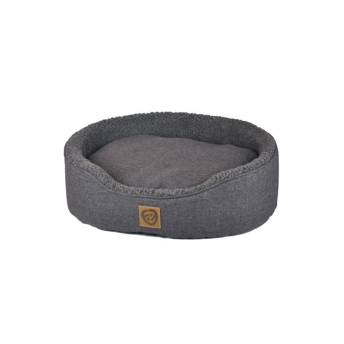 Brooklands Sherpa Oval Grey Dog Bed Extra Large 64X54X18cm