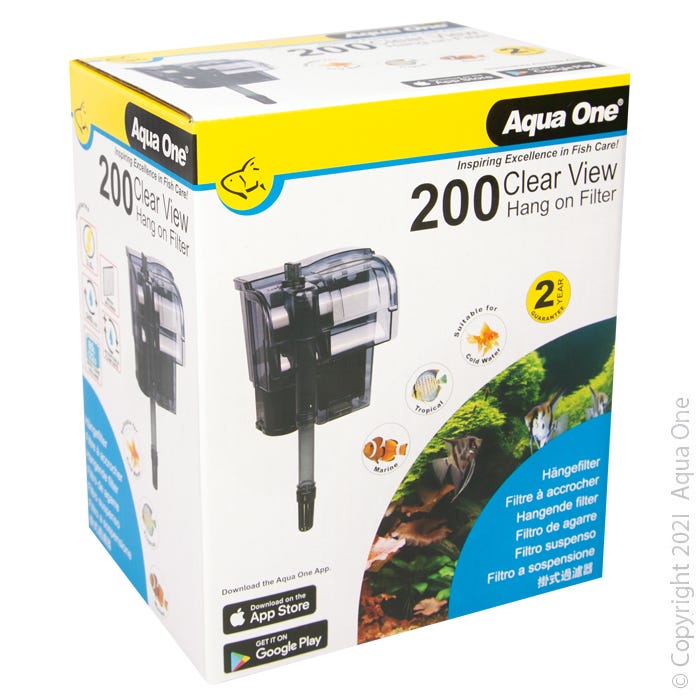 Aqua One Clearview H200 Hang-On Filter For Aquariums Up To 60l