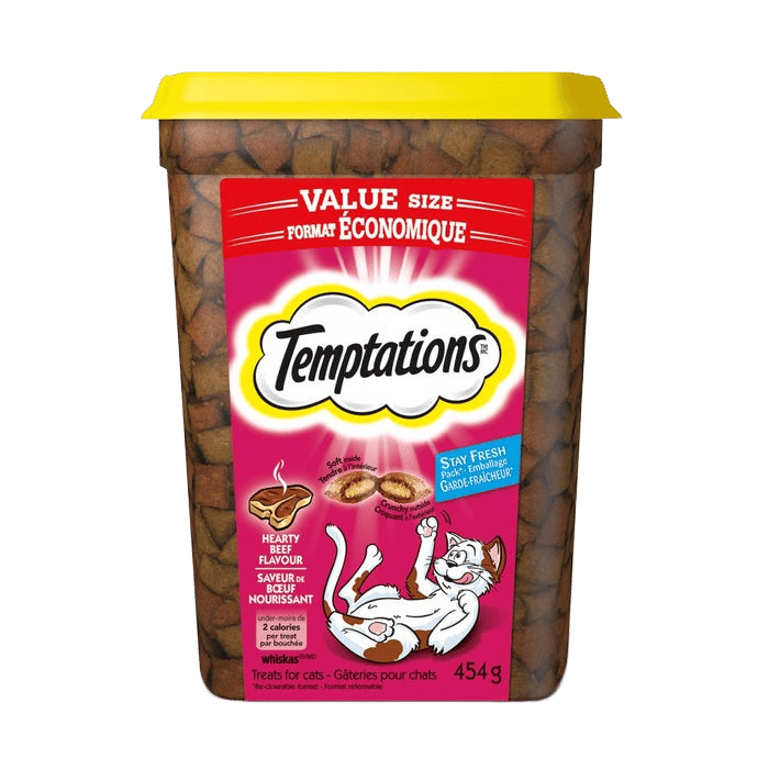 Whiskas Temptations Hearty Beef Cat Treats Tub 454g