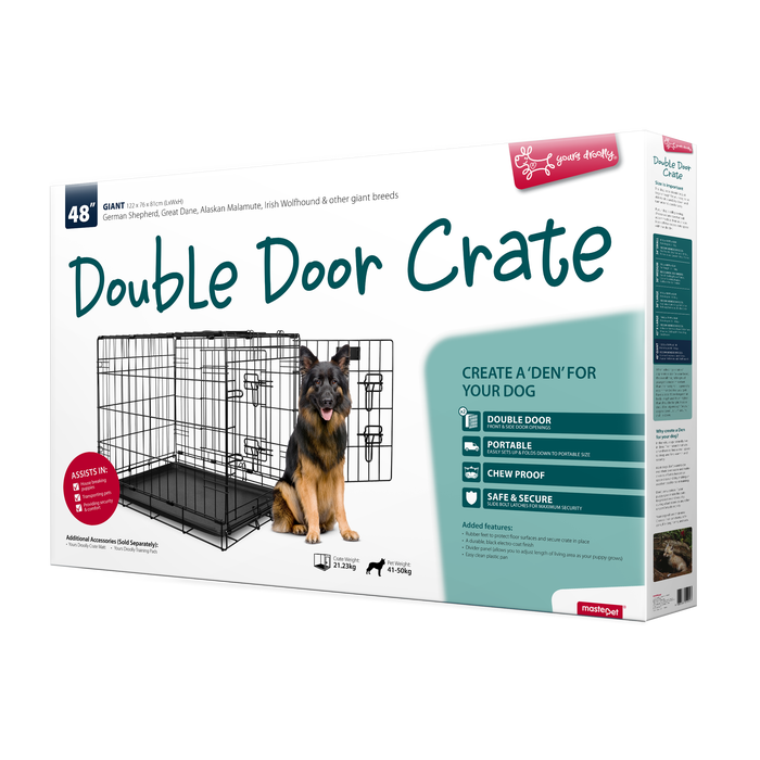 Yours Droolly Double Door Dog Crate 48 Inch 122Lx76Wx81