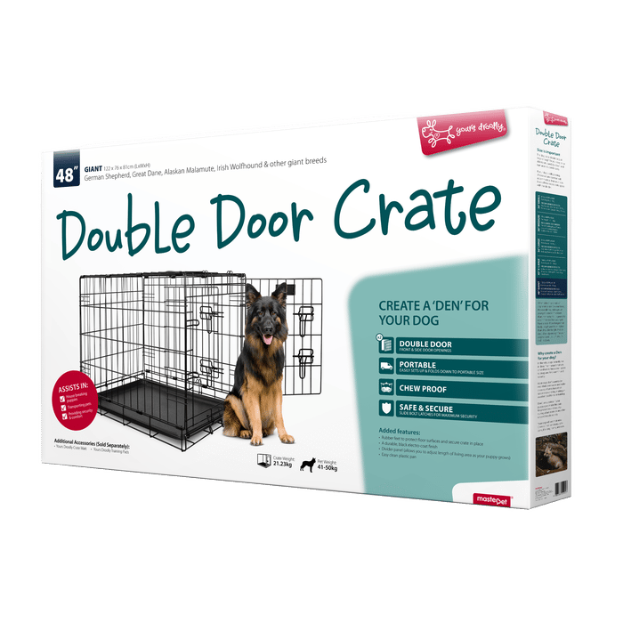 Yours Droolly Double Door Dog Crate 48 Inch 122Lx76Wx81