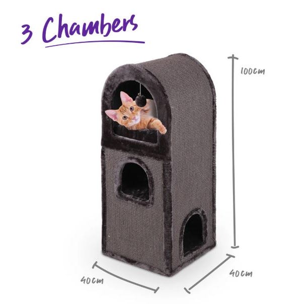 Kazoo Cat Scratch 3 Chambers Den Charcoal