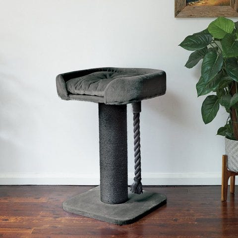 Kazoo High Bed Scratch Post With Rope Charcoal