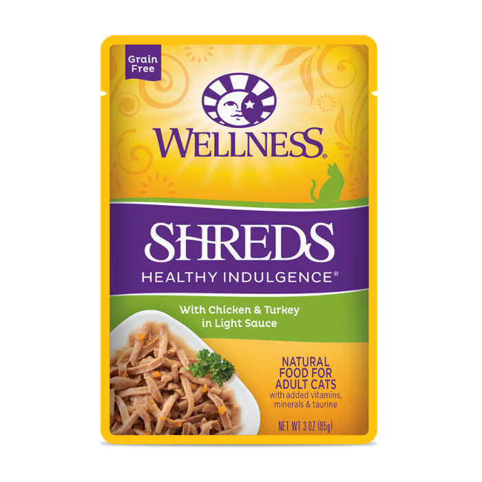 Wellness Cat Healthy Indulgence Shreds Chicken & Turkey Light Sauce 85g