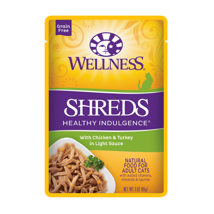 Wellness Cat Healthy Indulgence Shreds Chicken & Turkey Light Sauce 85g