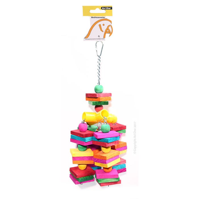 Avi One Leather Rope Coloured Wood Cube 35X15cm
