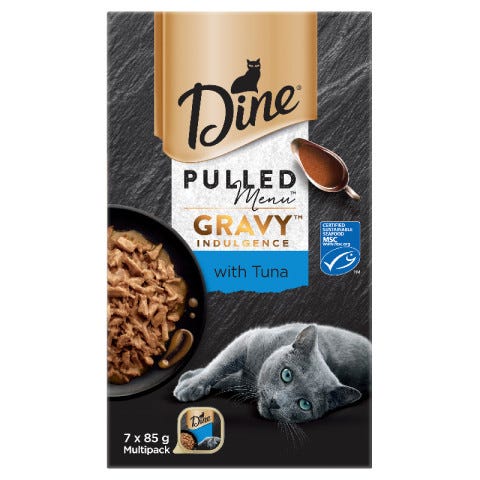 Dine Pulled Menu Wet Cat Food Gravy Indulgence With Tuna (7X85g Tray)