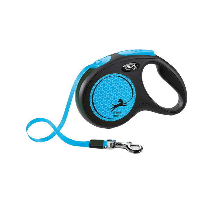 Flexi Dog Lead Neon Rectractable Tape Blue Medium 5m