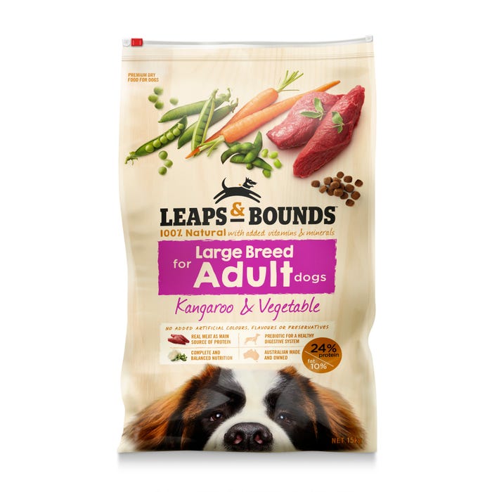 Leaps & Bounds Kangaroo And Vege Large Breed Adult Dog Food 15kg