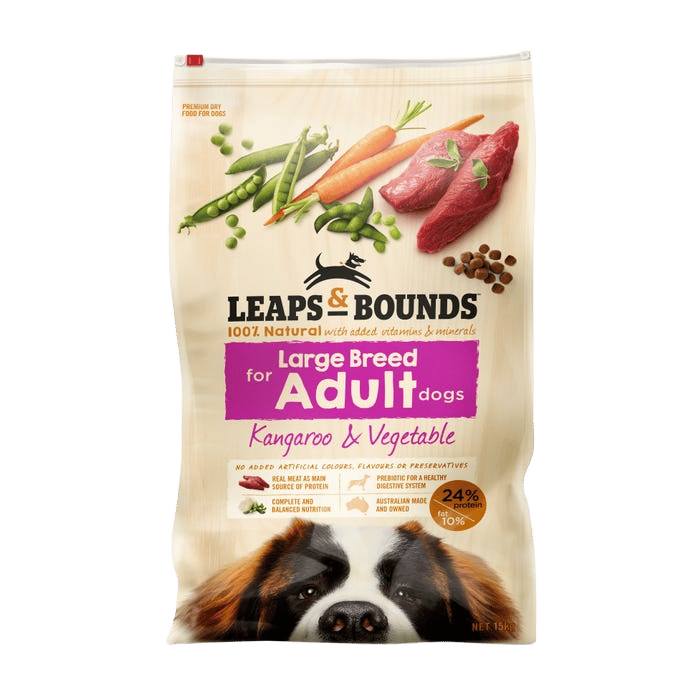 Leaps & Bounds Kangaroo And Vege Large Breed Adult Dog Food 15kg