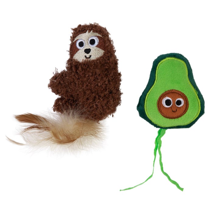 Madcat Playn'sqk Sloth-O-Cado Catnip & Silvervine Toy 2pk