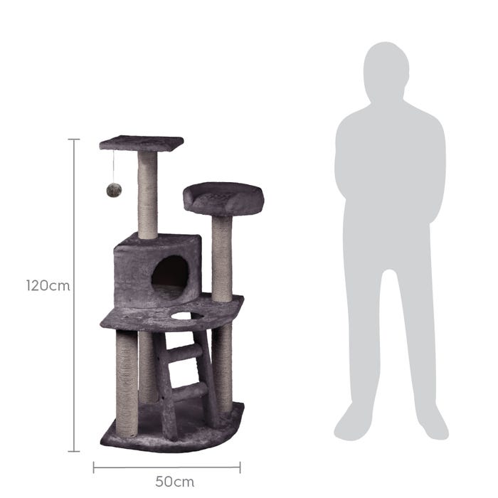 Kazoo Cat Corner 3 Level Playground Charcoal