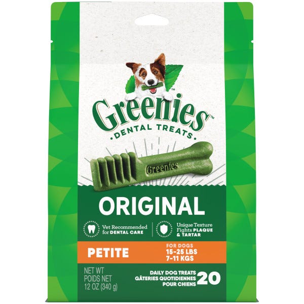 Greenies Original Petite Natural Dental Care Dog Treats 340g (20 Treats)