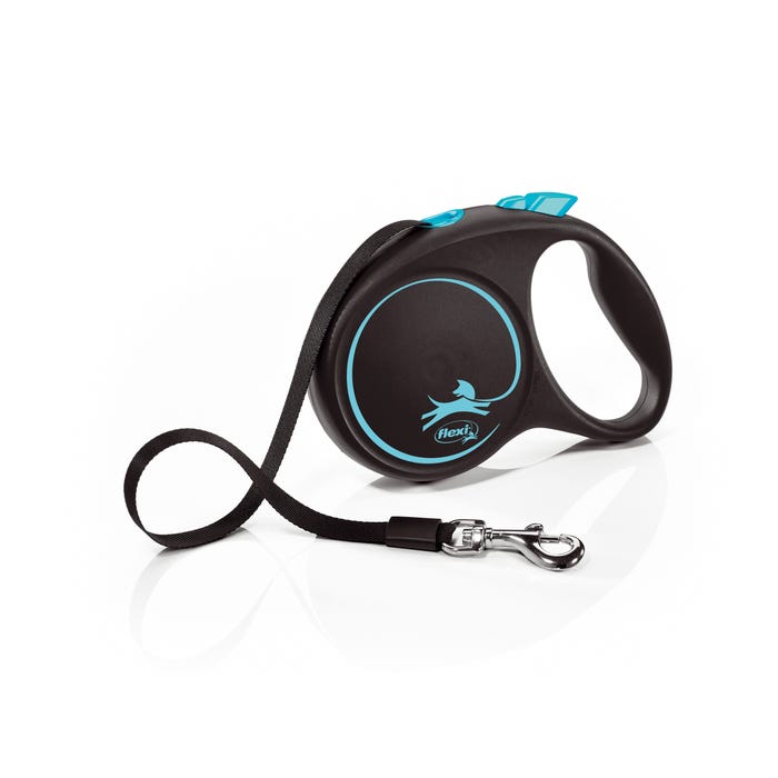 Flexi Black Dog Lead Tape Light Blue M 5m