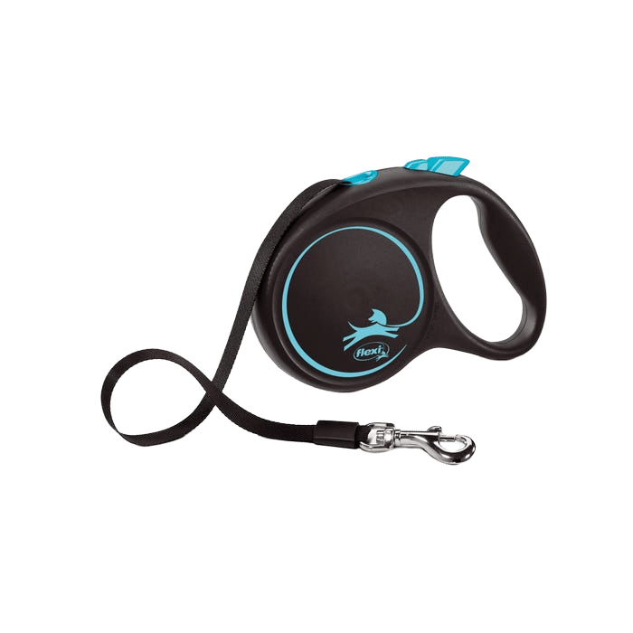 Flexi Black Dog Lead Tape Light Blue M 5m
