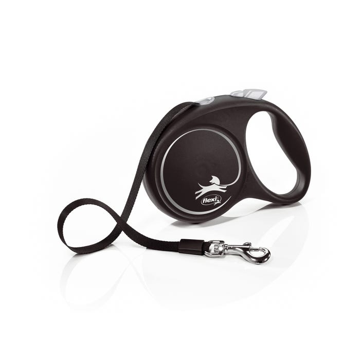 Flexi Black Dog Lead Tape Silver M 5m