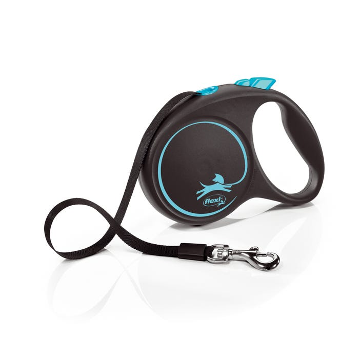 Flexi Black Dog Lead Tape Light Blue L 5m