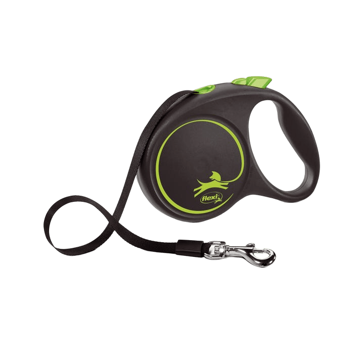 Flexi Black Dog Lead Tape Green L 5m