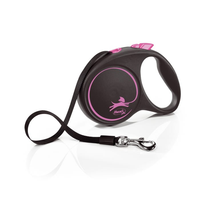 Flexi Black Dog Lead Tape Pink L 5m