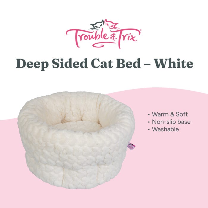 Trouble & Trix Cat Bed Deep Sided White