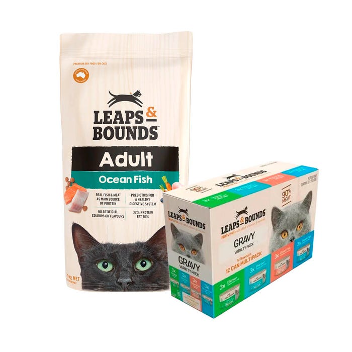 Leaps & Bounds Cat Ocean Fish 1.5kg Dry & Wet Gravy Bundle