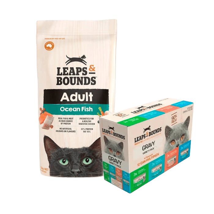 Leaps & Bounds Cat Ocean Fish 1.5kg Dry & Wet Gravy Bundle