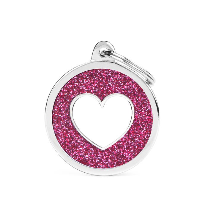 My Family Shine Pink Circle Heart Tag