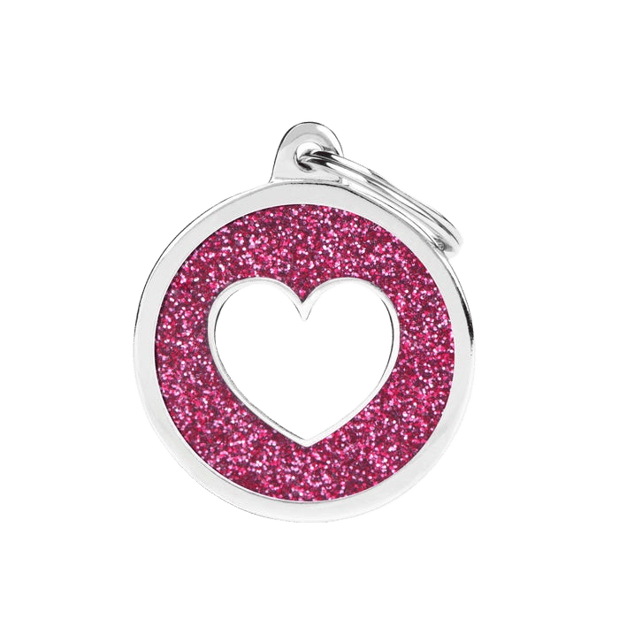 My Family Shine Pink Circle Heart Tag